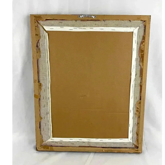 VTG Bernat Victorian Home Framed Needlepoint Crewel Wall Art 17"x21" Handmade - Picture 2 of 12